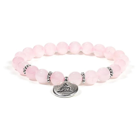 Mala/bracelet rose quartz elastic with buddha