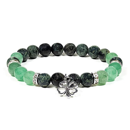 Bracelet kambaba jasper/green aventurine with clover