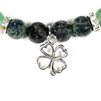 Bracelet kambaba jasper/green aventurine with clover