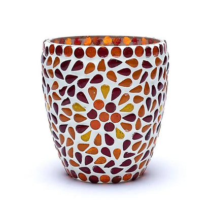 Mosaic tea light holder red/yellow