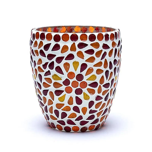 Mosaic tea light holder red/yellow