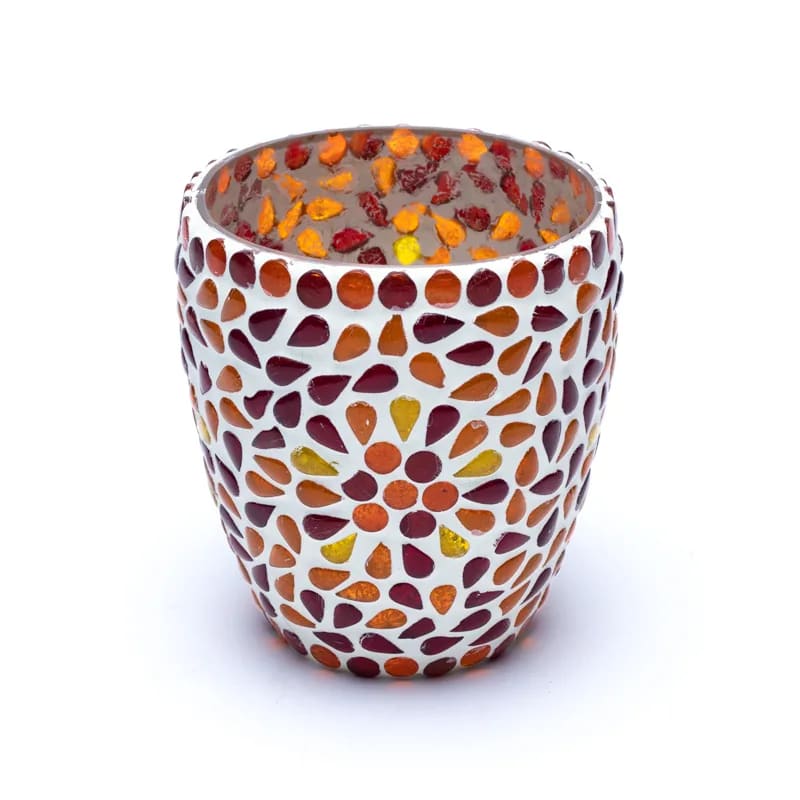 Mosaic tea light holder red/yellow