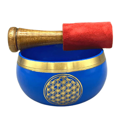 Singing bowl blue flower of life 9 cm Set 4 Un