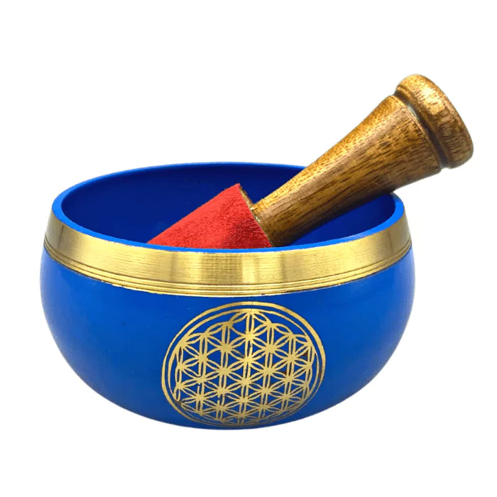 Singing bowl blue flower of life 9 cm Set 4 Un