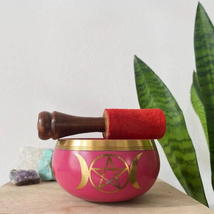 Singing bowl pink Triple Moon 9 cm set of 4 pcs