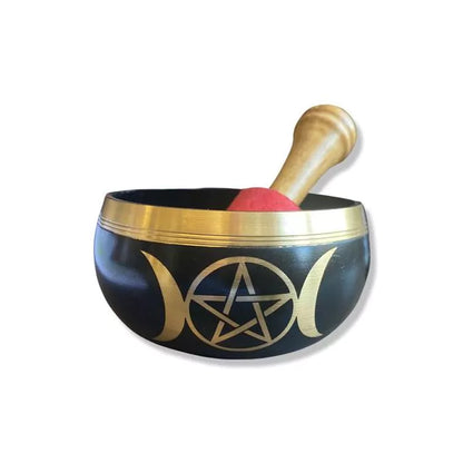 Singing bowl black triple moon 9 cm set of 4