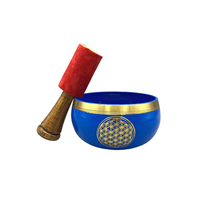 Singing bowl blue flower of life 9 cm Set 4 Un